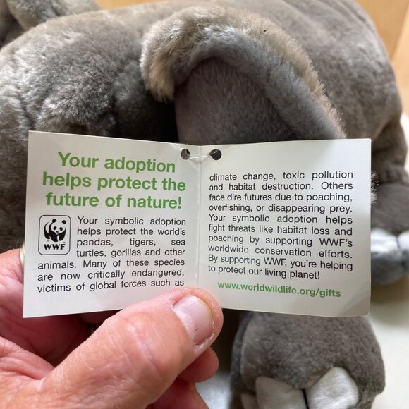 WWF Plush Elephant Soft Toy With Tag 12" Gray & White Conservation Gift Eco-Frie - Picture 10 of 14